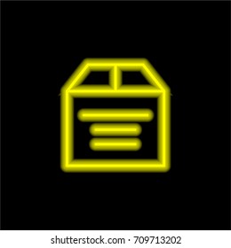Package yellow glowing neon ui ux icon. Glowing sign logo vector