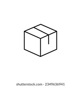 Packaged Box Vector Line Symbol. Perfect for web sites, books, stores, shops. Editable stroke in minimalistic outline style