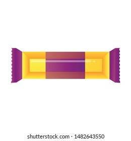 A packaged chocolate bar and candy. Colorful raster illustration in flat cartoon style