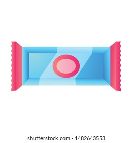 A packaged chocolate bar and candy. Colorful raster illustration in flat cartoon style