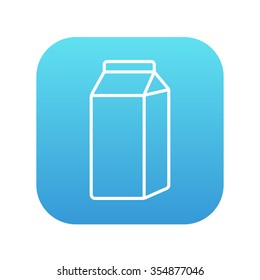 Ícone da linha de produtos láteos embalados para web, celular e infográficos. Ícone branco vetorial no quadrado gradiente azul com cantos arredondados isolados no plano de fundo branco.