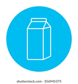Packaged dairy product line icon for web, mobile and infographics. Vector white icon on the light blue circle isolated on white background.