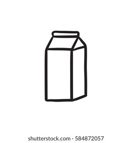 Icono de esbozo vectorial de producto lácteo empaquetado aislado en segundo plano. Icono de producto lácteo empacado dibujado a mano. Icono de esbozo de producto lácteo empaquetado para infografía, sitio web o aplicación.