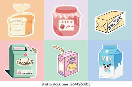Packaged food set sticker Art Illustration