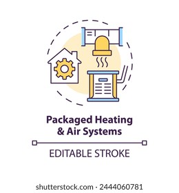 Packaged heating and air systems multi color concept icon. Compact HVAC solution. Climate control. Round shape line illustration. Abstract idea. Graphic design. Easy to use in promotional material