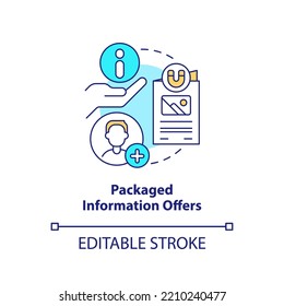 Packaged information offers concept icon. Increase response. Leads conversion process abstract idea thin line illustration. Isolated outline drawing. Editable stroke. Arial, Myriad Pro-Bold fonts used