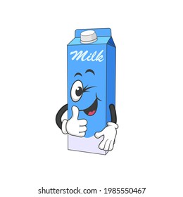 A packaged milk mascot cartoon thumbs up vector graphics