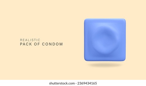 Pintado de condón realista, burla. Sexo seguro. Protección contra enfermedades venéreas, control del embarazo. Atención de salud sexual. Concepto de vector, pancarta de color