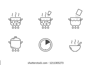 Packaged soup cooking vector icons