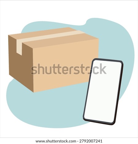packages and cellphones. Parcel delivery tracking on cellphone or mobile phone vector,