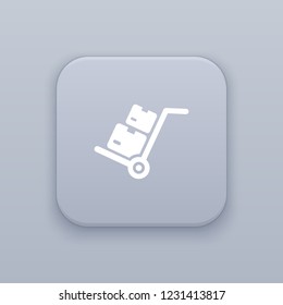 Packages delivery trolley gray vector button with white icon on gray background