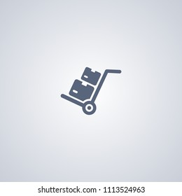 Packages delivery trolley, vector best flat icon on white background