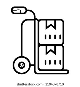 Packages delivery trolley vector icon
