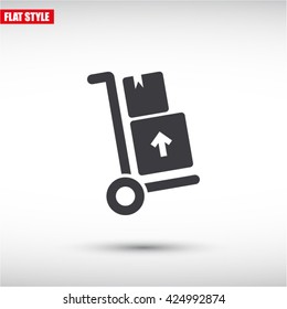 Packages delivery trolley vector icon
