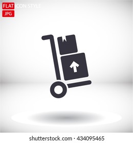 Packages delivery trolley vector icon