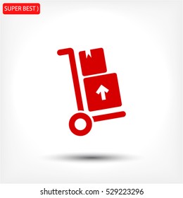 Packages delivery trolley vector icon