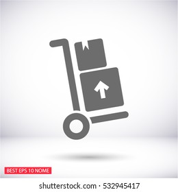 Packages delivery trolley vector icon