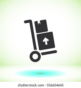 Packages delivery trolley vector icon