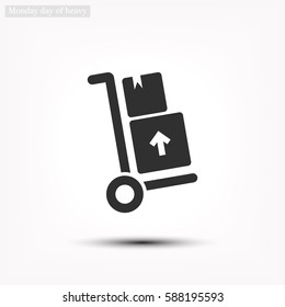 Packages delivery trolley vector icon