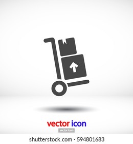 Packages delivery trolley vector icon