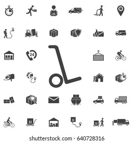 Packages delivery trolley vector icon. Set of Post delivery icons