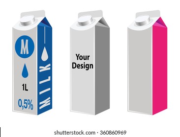 Packages of different kinds of dairy products. Vector illustration.