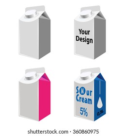 Packages of different kinds of dairy products. Vector illustration. 