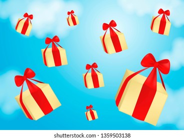 Packages are flying on parachutes.Flat elements isolated vector illustration