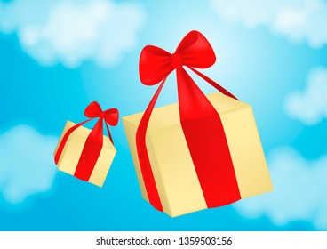 Packages are flying on parachutes.Flat elements isolated vector illustration