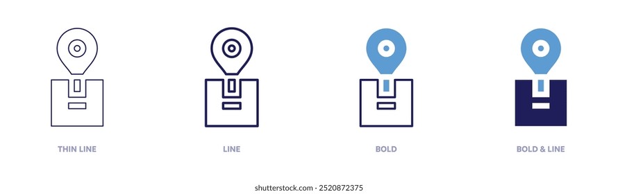 Packages icon in 4 different styles. Thin Line, Line, Bold, and Bold Line. Duotone style. Editable stroke.