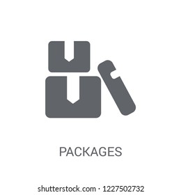 Packages icon. Trendy Packages logo concept on white background from Delivery and logistics collection. Suitable for use on web apps, mobile apps and print media.