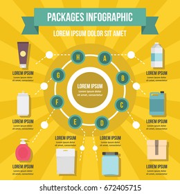 Packages infographic banner concept. Flat illustration of packages infographic vector poster concept for web