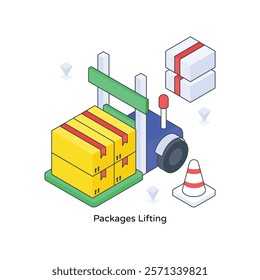 Packages Lifting isometric Colored illustration. EPS File stock illustration