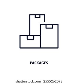 packages outline icon.  Thin line icon from delivery and logistic collection. Editable vector isolated on white background