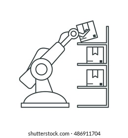 Packages and robot of Delivery and shipping concept