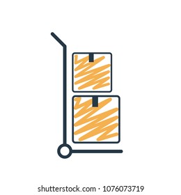 Packages trolley icon. Delivery clipart isolated on white background