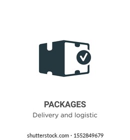 Packages vector icon on white background. Flat vector packages icon symbol sign from modern delivery and logistics collection for mobile concept and web apps design.
