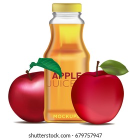 Packaging apple juice and bottle juice, realistic with layer coating, mock-up easy to edit.
