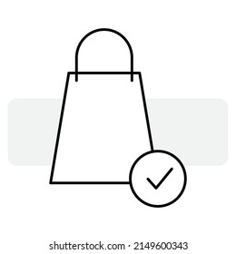 packaging with bag check mark icon. Online shopping. Online store. Online market. Vector illustration. stock image. 