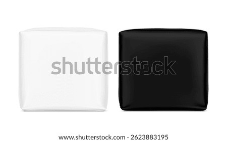 Packaging bag mockup. Front view. Vector illustration isolated on white background. Ready for your design. Suite for the presentation of pads, diaper, wipes, etc. EPS10.