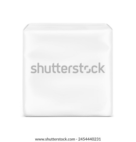 Packaging bag mockup. Suite for the presentation of pads, diaper, wet wipes, etc. Vector illustration isolated on white background. Half side view. Ready for your design. EPS10.