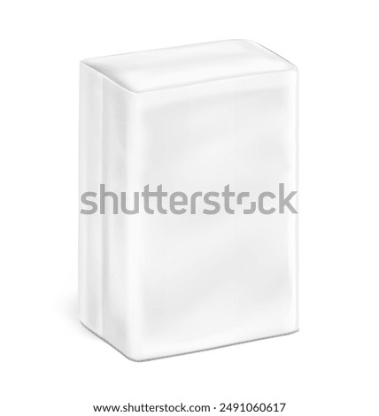 Packaging bag mockup. Vector illustration isolated on white background. Ready for your design. Suite for the presentation of pads, diaper, wet wipes, foods, household, etc. EPS10.