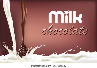 Packaging the banner of dairy products and chocolate with liquid tile