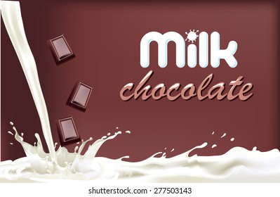 Packaging the banner of dairy products and chocolate with liquid tile