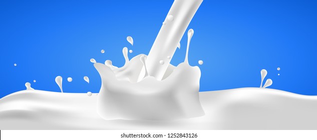 Packaging for banner design. Milk splash vector background illustration. Realistic illustration. White 3d vector realistic isolated milk splash.