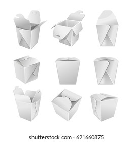 Empaquetado de bolsas de papel en blanco abiertas y cerradas en blanco