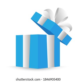 Packaging with blue gift open for decoration design. Christmas vector illustration. Stock image.
