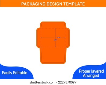 Packaging Booklet envelope 8.75x11.5 inch dieline template and 3D envelope