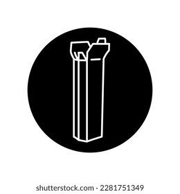Verpackung für die Flasche schwarze Linie Symbol. Nehmen Sie das Paket weg.