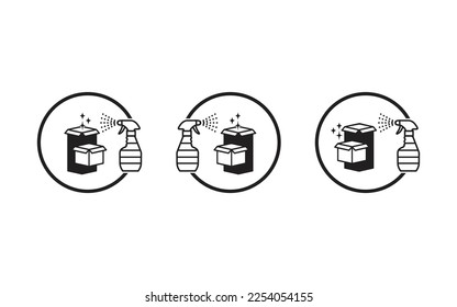 Packaging Box Cleaning Sanitizer Icon. Box cleaning icon. Sanitizer Icon.
